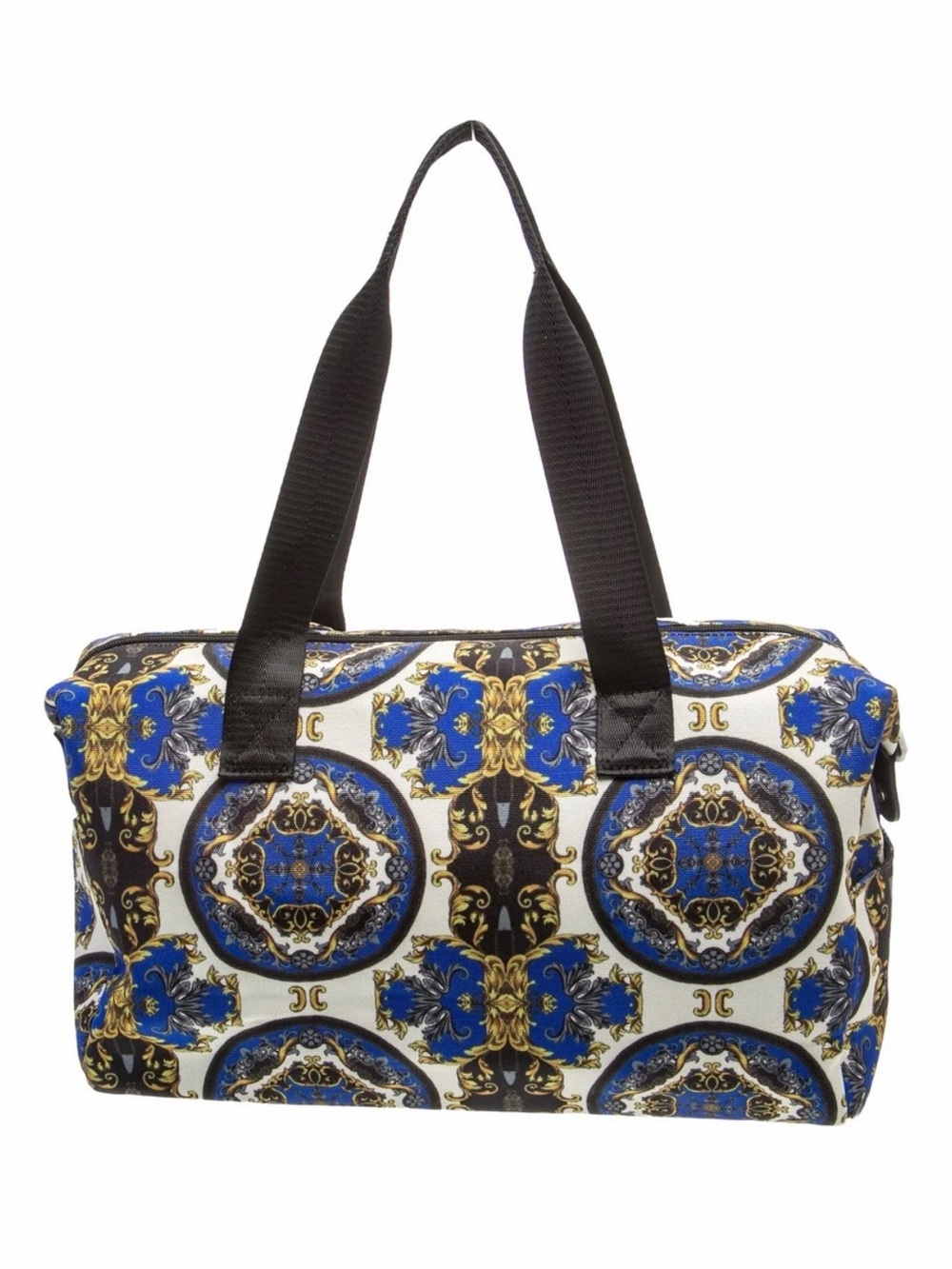 Alice + Olivia Blue & Black Patterned Tote Bag with Gold Accents